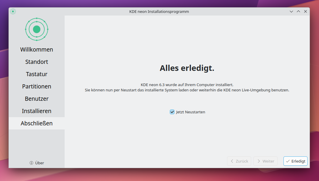 Installationsabschluss