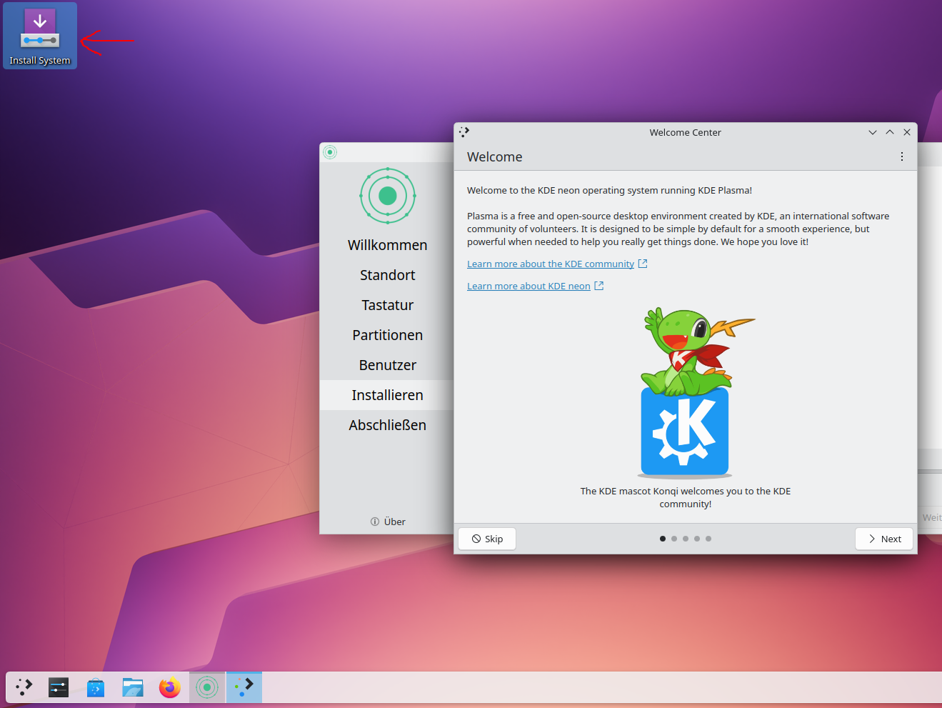 KDE Neon Installation starten